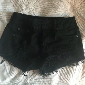 Black Distressed Shorts
